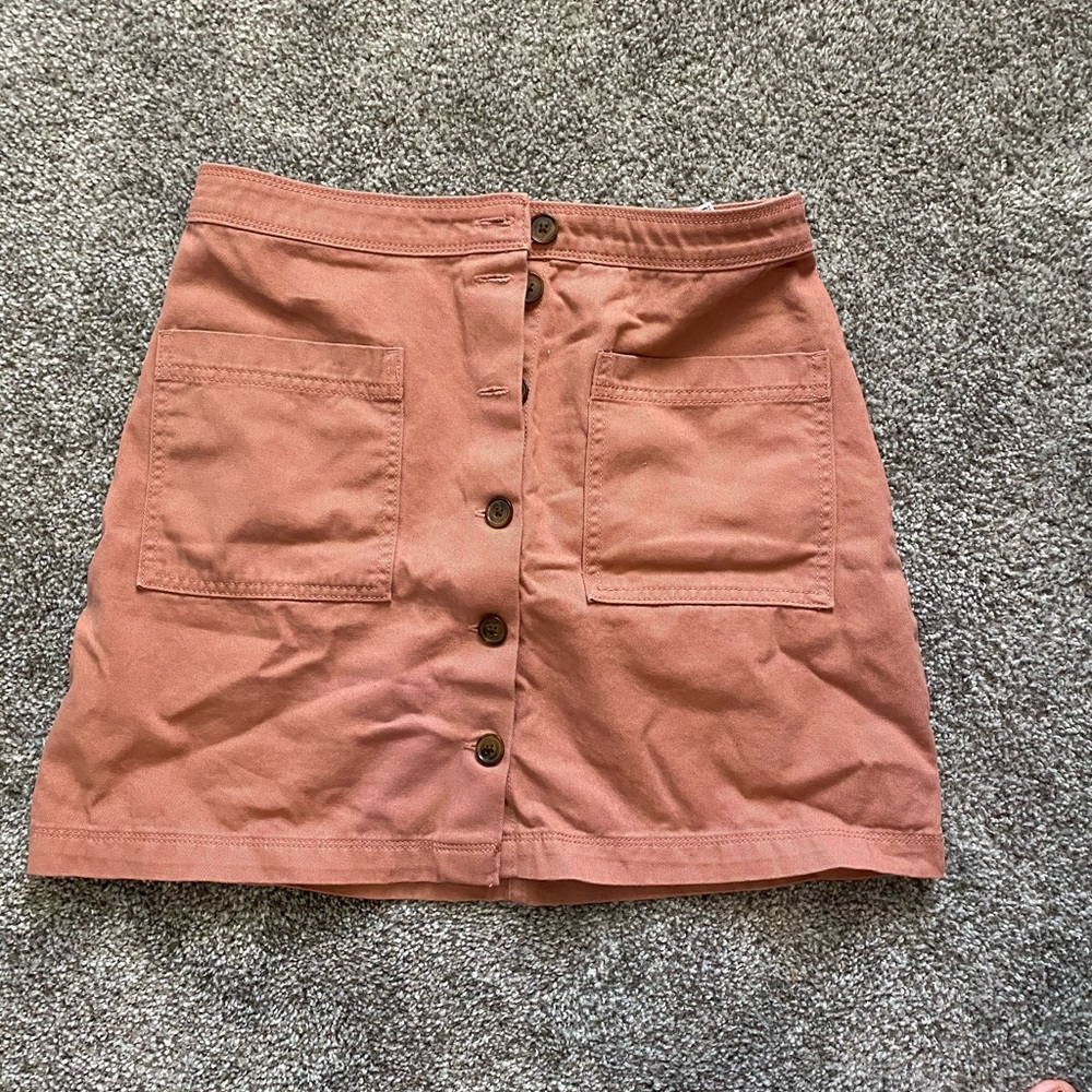 Coral Button Down Skirt
